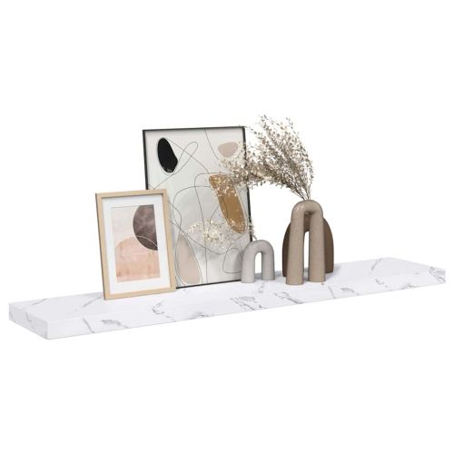 Стенен рафт Бял мрамор 120 x 23,5 x 4 см Инженерно дърво