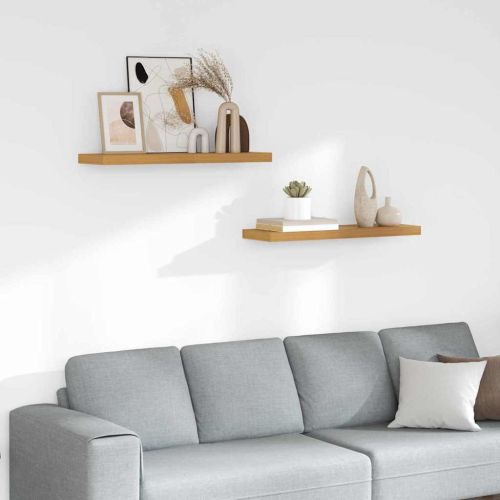 Стенен рафт 2 pcs Бежово 80 x 23,5 x 4 см Инженерно дърво
