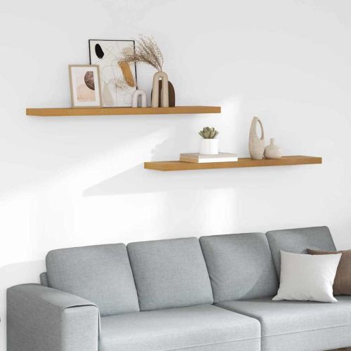 Стенен рафт 2 pcs Бежово 120 x 23,5 x 4 см Инженерно дърво
