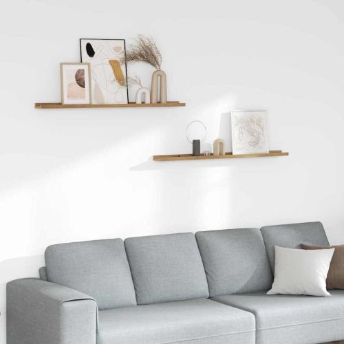 Стенен рафт с рафт 2 pcs Кафяво 100 x 9 x 3 cm Инженерно дърво