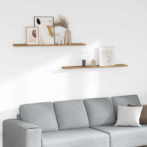Стенен рафт с рафт 2 pcs Кафяво 115 x 9 x 3 cm Инженерно дърво