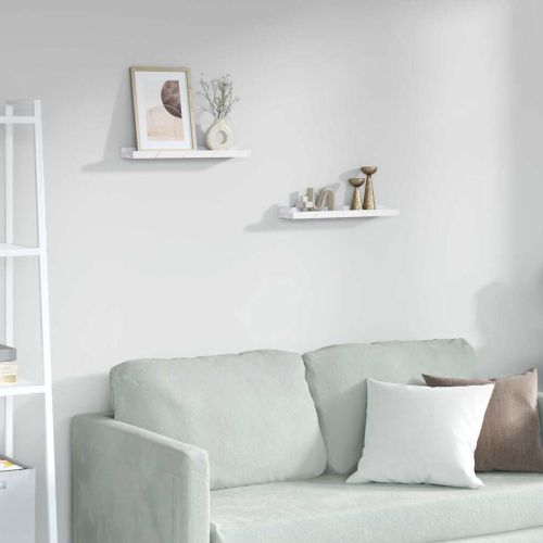 Стенен рафт 2 pcs Бял мрамор 40 x 9 x 3 cm Инженерно дърво