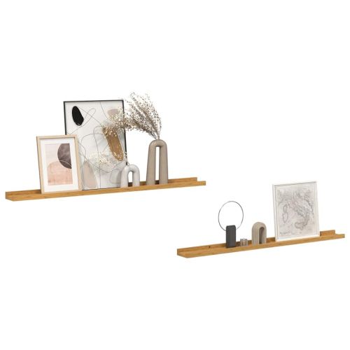 Стенен рафт с рафт 2 pcs Бежово 100 x 9 x 3 cm Инженерно дърво