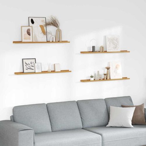 Стенен рафт с рафт 4 pcs Бежово 100 x 9 x 3 cm Инженерно дърво