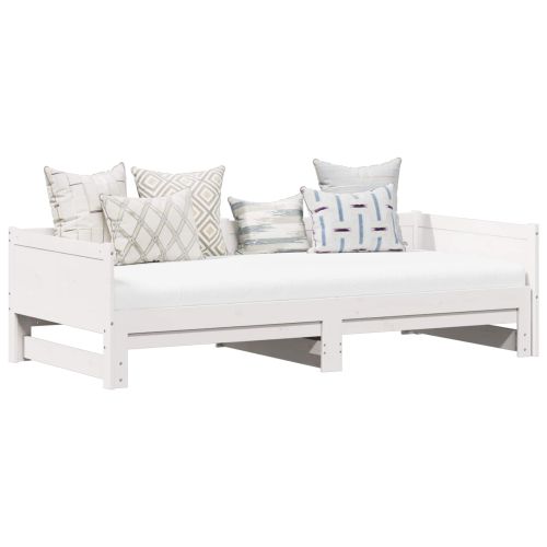 Легло с разтегателен механизъм за деня Бяло 180 x 200 cm