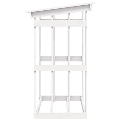 Поставка за дърва за огрев, бяла, 108x64,5x109 см, бор масив