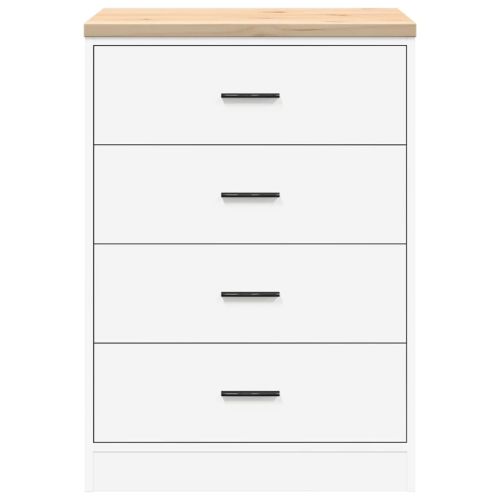 Гаражен шкаф за съхранение, бял, 60x51x85 см, бор масив