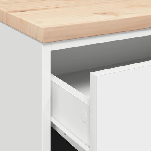 Гаражен шкаф за съхранение, бял, 60x51x85 см, бор масив