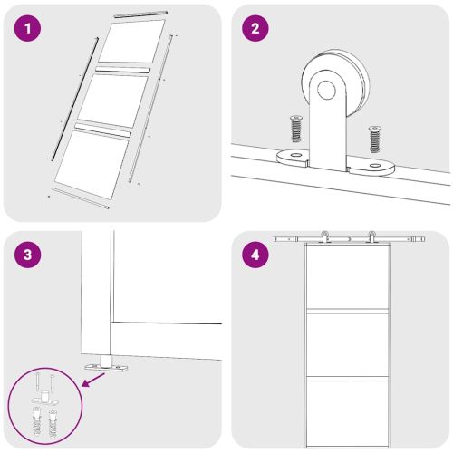 Плъзгаща се врата 90x205 см матирано ESG стъкло и алуминий