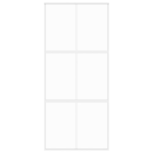 Плъзгаща се врата, бяла, 90x205 см, закалено стъкло и алуминий