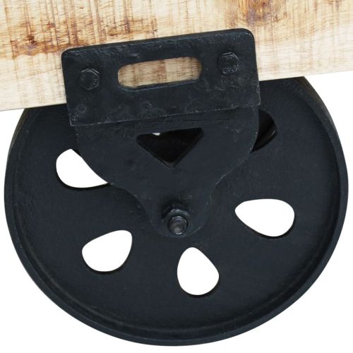 Маса за кафе на колелца, груба мангова дървесина