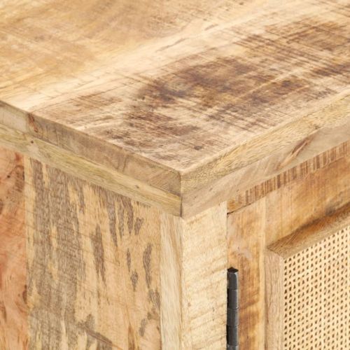 Кафе маса 90x50x35 cм мангово дърво масив и естествена тръстика