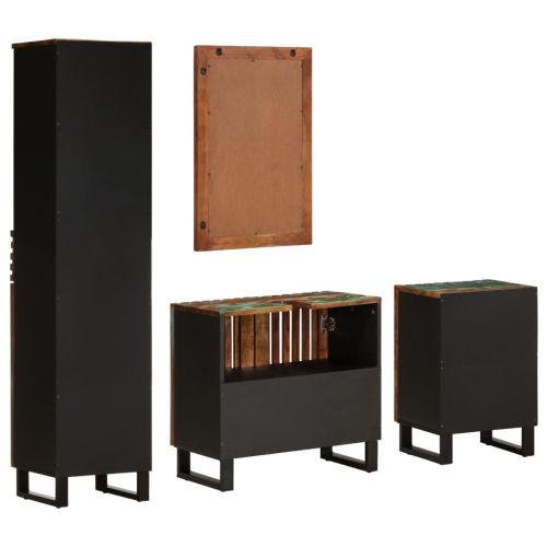 Комплект мебели за баня, 4 части, масивна акациева дървесина