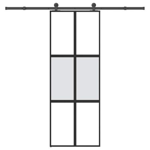 Плъзгаща се врата с обков 76x205 см Закалено стъкло&Алуминий