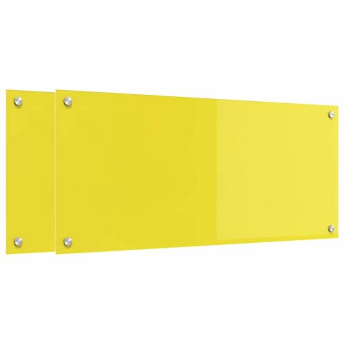 Кухненски заден панел 2 pcs Жълто 90 x 40 cm закалено стъкло