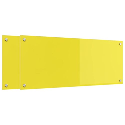 Кухненски заден панел 2 pcs Жълто 100 x 40 cm закалено стъкло