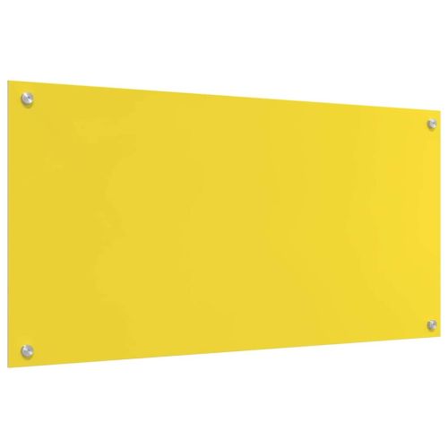 Кухненски заден панел 2 pcs Жълто 100 x 50 cm закалено стъкло