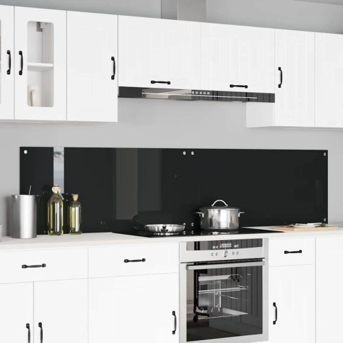 Кухненски заден панел 2 pcs Черно 110 x 50 cm закалено стъкло