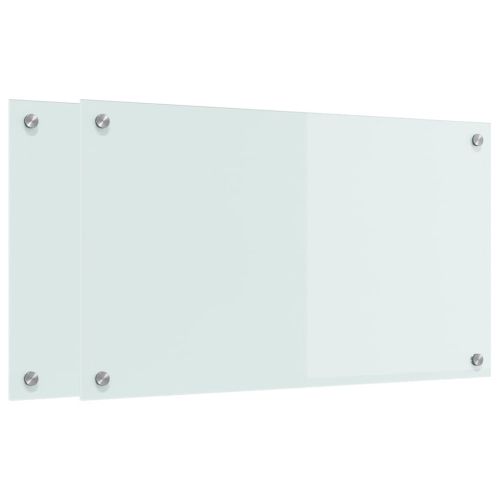 Кухненски заден панел 2 pcs Бяло 70 x 40 cm закалено стъкло