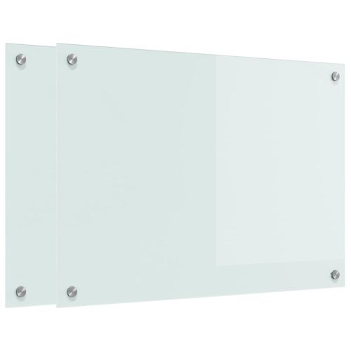 Кухненски заден панел 2 pcs Бяло 70 x 50 cm закалено стъкло