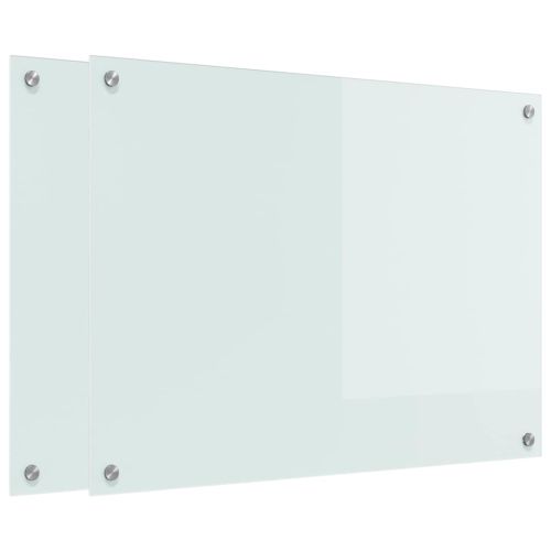 Кухненски заден панел 2 pcs Бяло 80 x 60 cm закалено стъкло