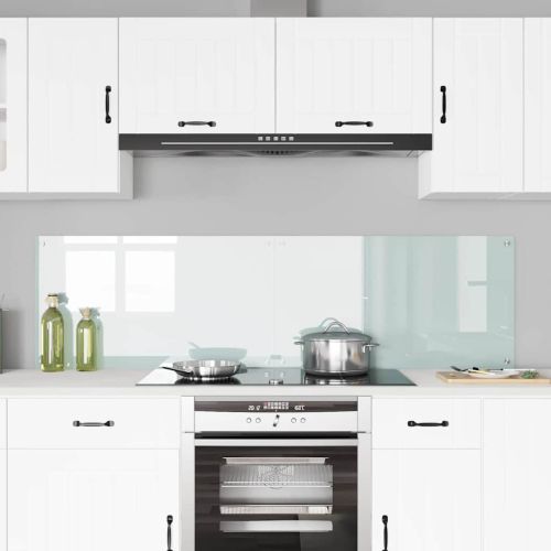 Кухненски заден панел 2 pcs Бяло 90 x 50 cm закалено стъкло