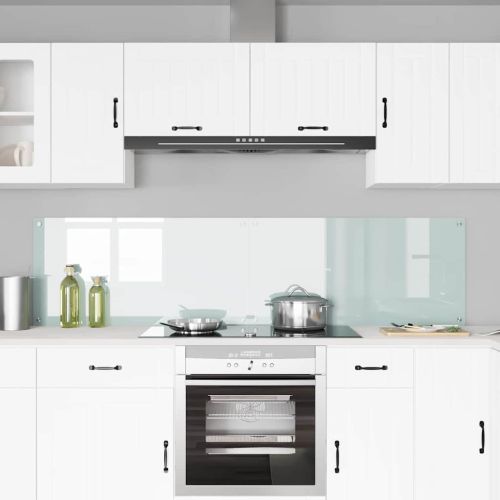 Кухненски заден панел 2 pcs Бяло 100 x 50 cm закалено стъкло