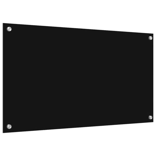 Кухненски заден панел 2 pcs Черно 90 x 50 cm закалено стъкло