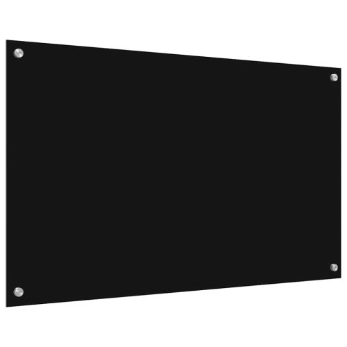 Кухненски заден панел 2 pcs Черно 100 x 60 cm закалено стъкло