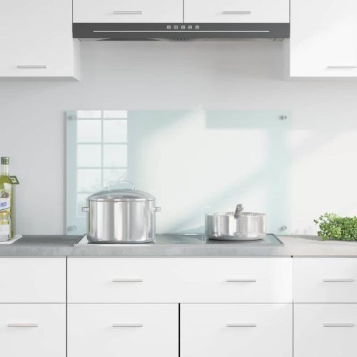 Кухненски заден панел Бяло 90 x 50 cm закалено стъкло