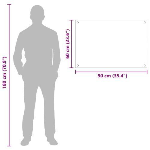 Кухненски заден панел Бяло 90 x 60 cm закалено стъкло