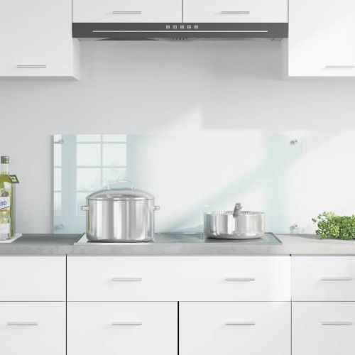 Кухненски заден панел Бяло 100 x 40 cm закалено стъкло