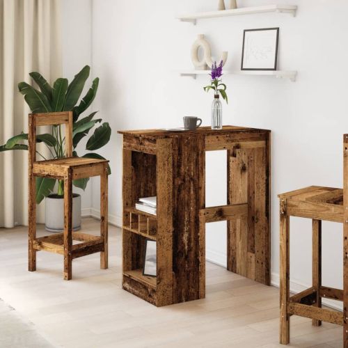 Бар маса с рафтове, 90x47,5x103,5 см, инженерно дърво