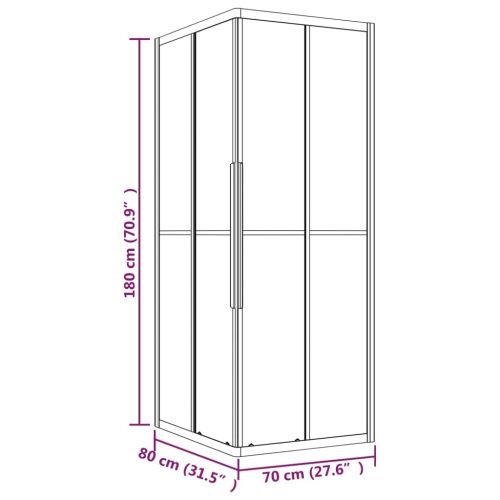 Душ кабина, полуматирано ESG стъкло, 80x70x180 см