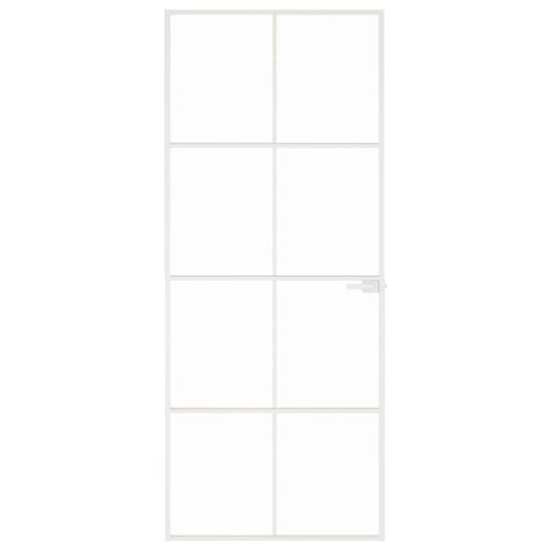 Интериорна врата бяла 83x201,5 см закалено стъкло и алуминий