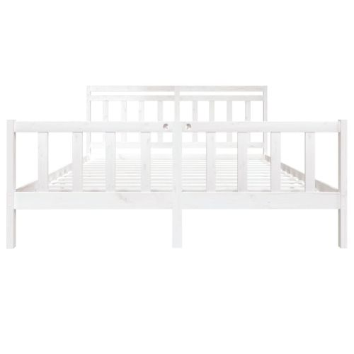 Рамка за легло бяла 180x200 см Super King дърво масив