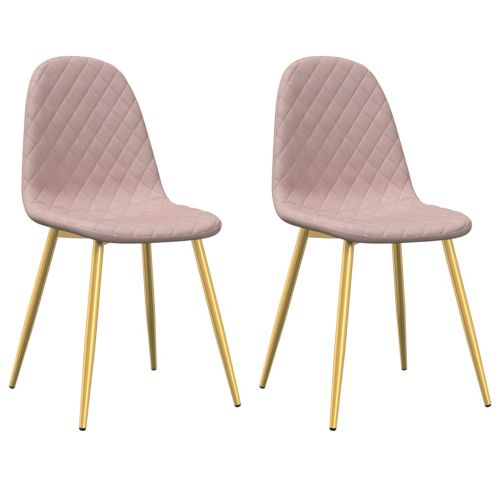 Трапезни столове, 2 бр, розови, кадифе