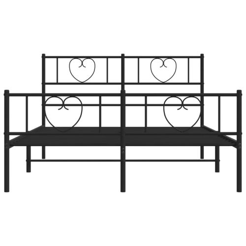 Метална рамка за легло с горна и долна табла, черна, 140x200 см