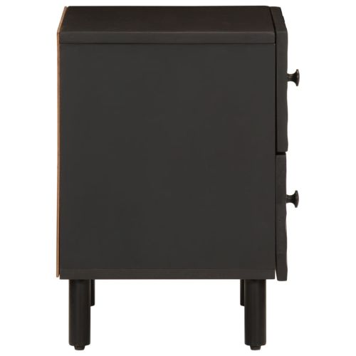 Нощно шкафче, черно, 40x33x46 см, мангово дърво масив
