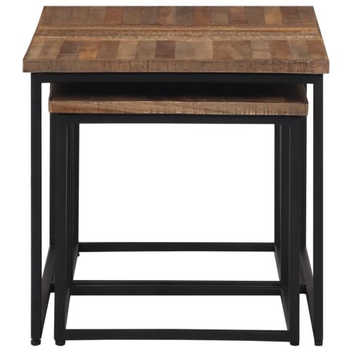 Стифиращи масички за кафе, 3 бр, тиково дърво масив