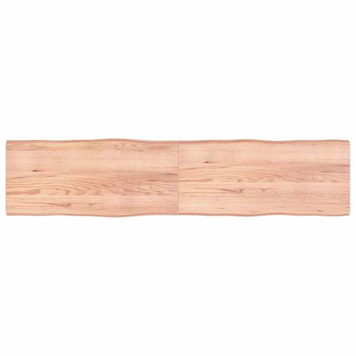 Плот за маса светлокафяв 220x50x(2-4) см обработен масивен дъб