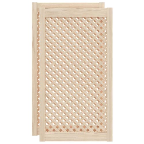 Врати за шкафове с решетен дизайн 2 бр 49,5x99 см бор масив