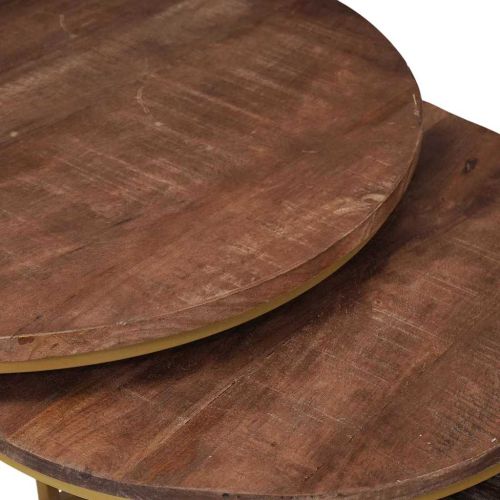 Nesting маси за кафе 2 pcs Масивно мангово дърво и стомана