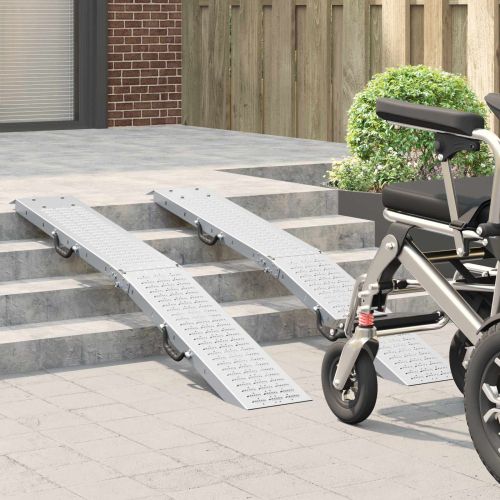 Рампа за натоварване 2 pcs Сребрист 166 x 22,5 x 4,5 см