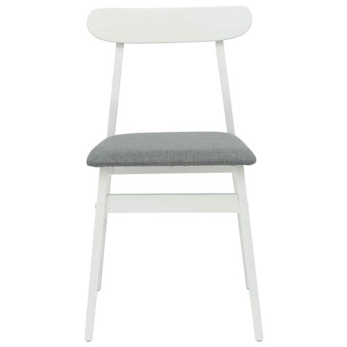 Трапезен стол 2 pcs Бяло и сиво Солидно гумено дърво