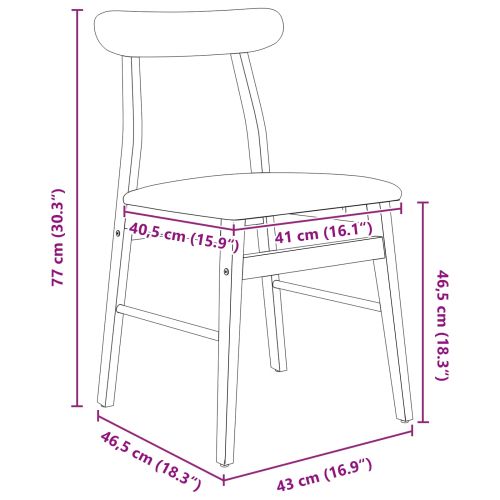 Трапезен стол 2 pcs Бяло и сиво Солидно гумено дърво