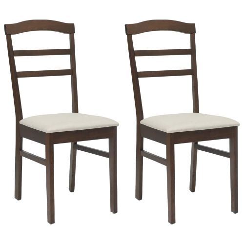 Трапезен стол 2 pcs Светло кафяво и светло Солидно гумено дърво