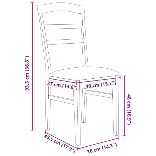 Трапезен стол 2 pcs Бяло и сиво Солидно гумено дърво
