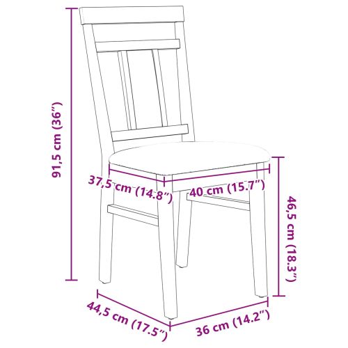 Трапезен стол 2 pcs Естествено и светло Солидно гумено дърво