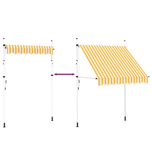 Ръчно прибиращ се сенник, 200 см, оранжеви и бели ивици